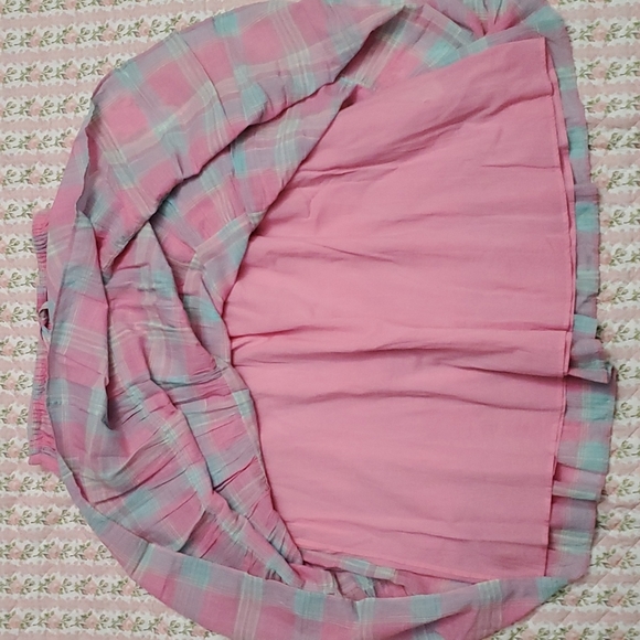 Loveshackfancy Lyla pink plaid midi skirt cotton M - Picture 6 of 11